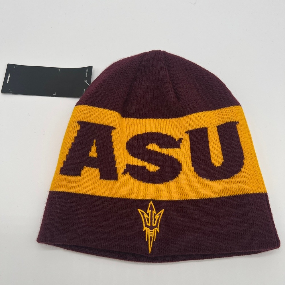 Adidas Arizona State Sun Devils ASU Beanie Maroon Gold Knit Hat NWT